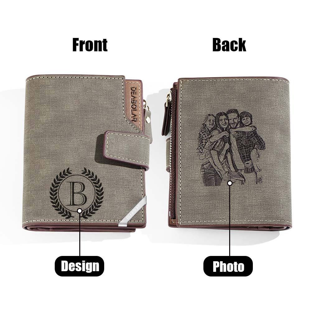 Personalized Photo Men's Foldable Leather Wallet with Text Father's Day Birthday Gift for Him - DigiVirt