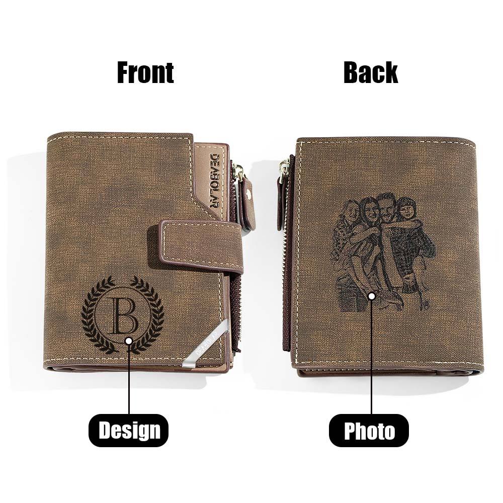 Personalized Photo Men's Foldable Leather Wallet with Text Father's Day Birthday Gift for Him - DigiVirt
