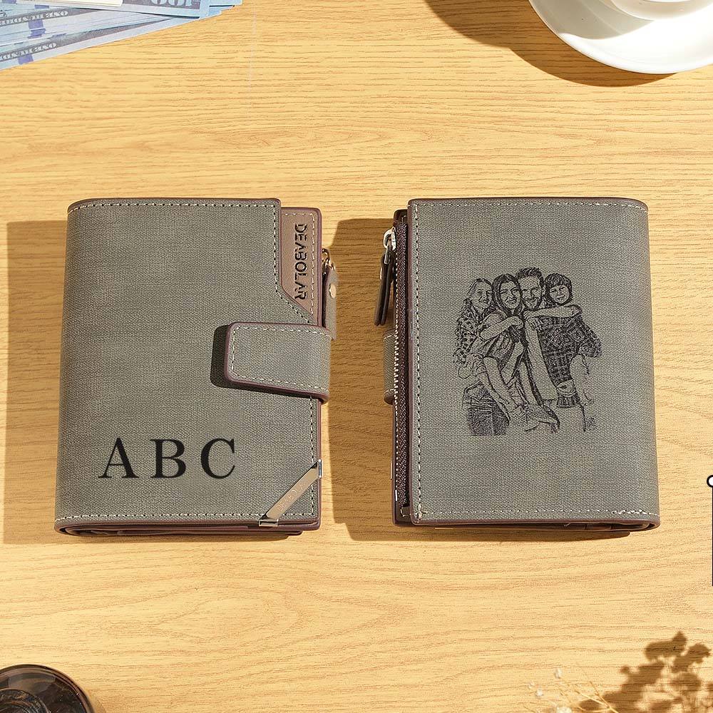 Personalized Photo Men's Foldable Leather Wallet with Text Father's Day Birthday Gift for Him - DigiVirt