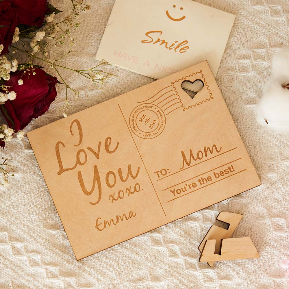 Personalized Sending Love Message Wood Standing Custom Postcard Gifts - DigiVirt