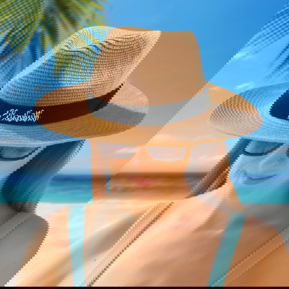 Personalized Straw Fedora Hat Custom Beach Hat Gift for Bridesmaid Friends Family Bachelorette Party - DigiVirt