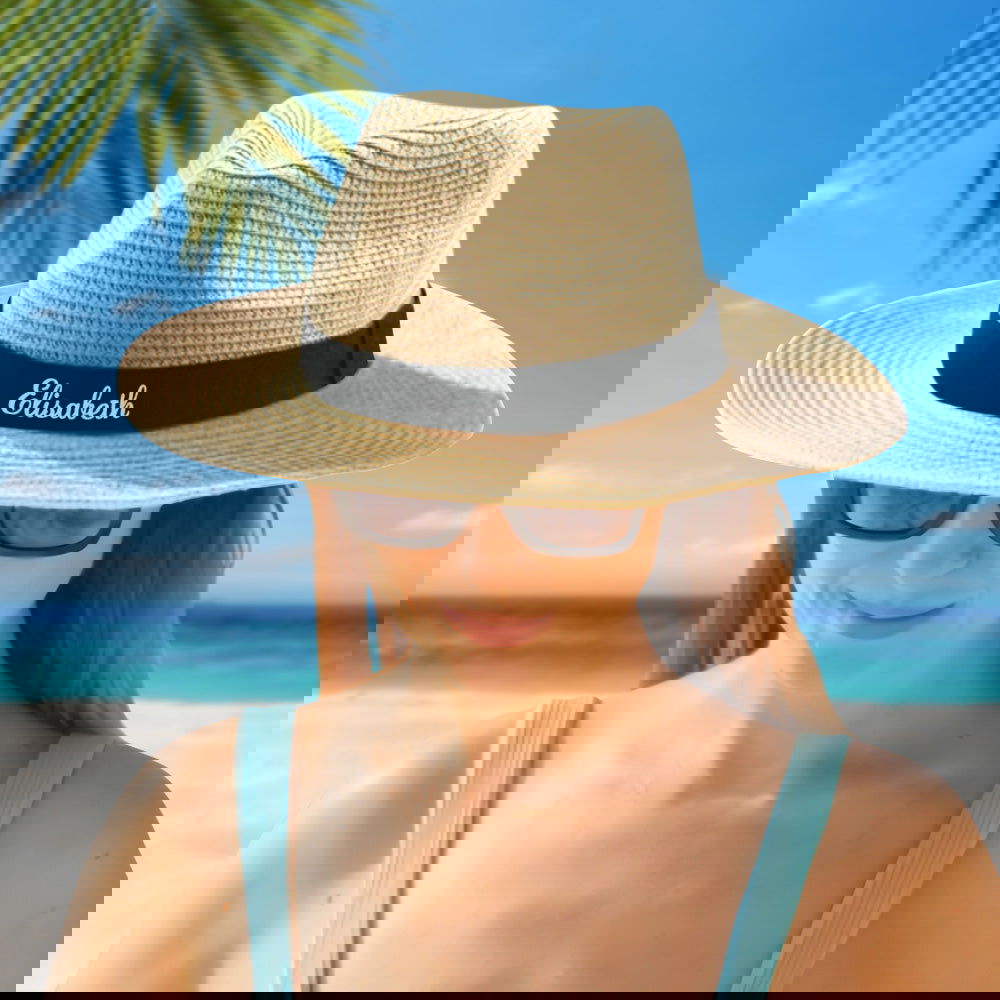 Personalized Straw Fedora Hat Custom Beach Hat Gift for Bridesmaid Friends Family Bachelorette Party - DigiVirt