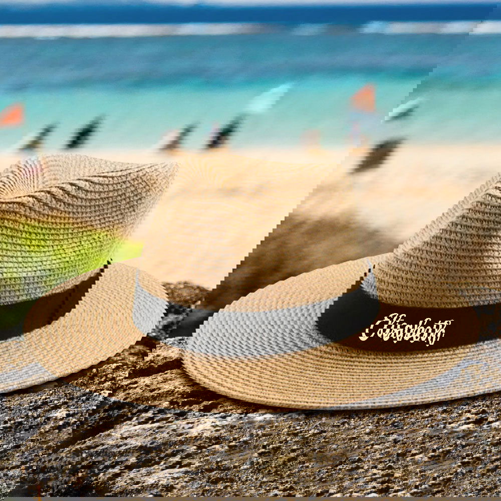 Personalized Straw Fedora Hat Custom Beach Hat Gift for Bridesmaid Friends Family Bachelorette Party - DigiVirt