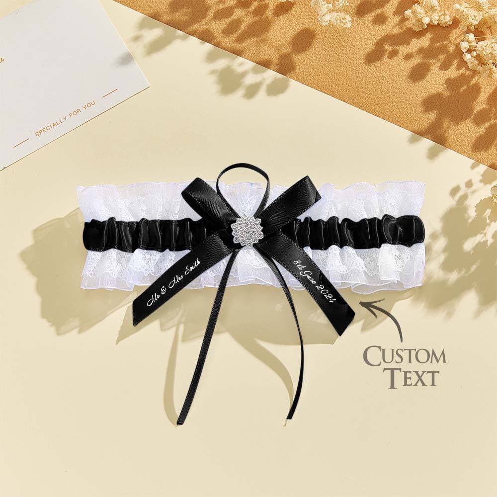 Personalized Wedding Garter with Name and Wedding Date Excellent Gift for the Bride Something Blue - DigiVirt