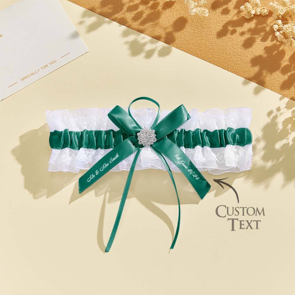 Personalized Wedding Garter with Name and Wedding Date Excellent Gift for the Bride Something Blue - DigiVirt