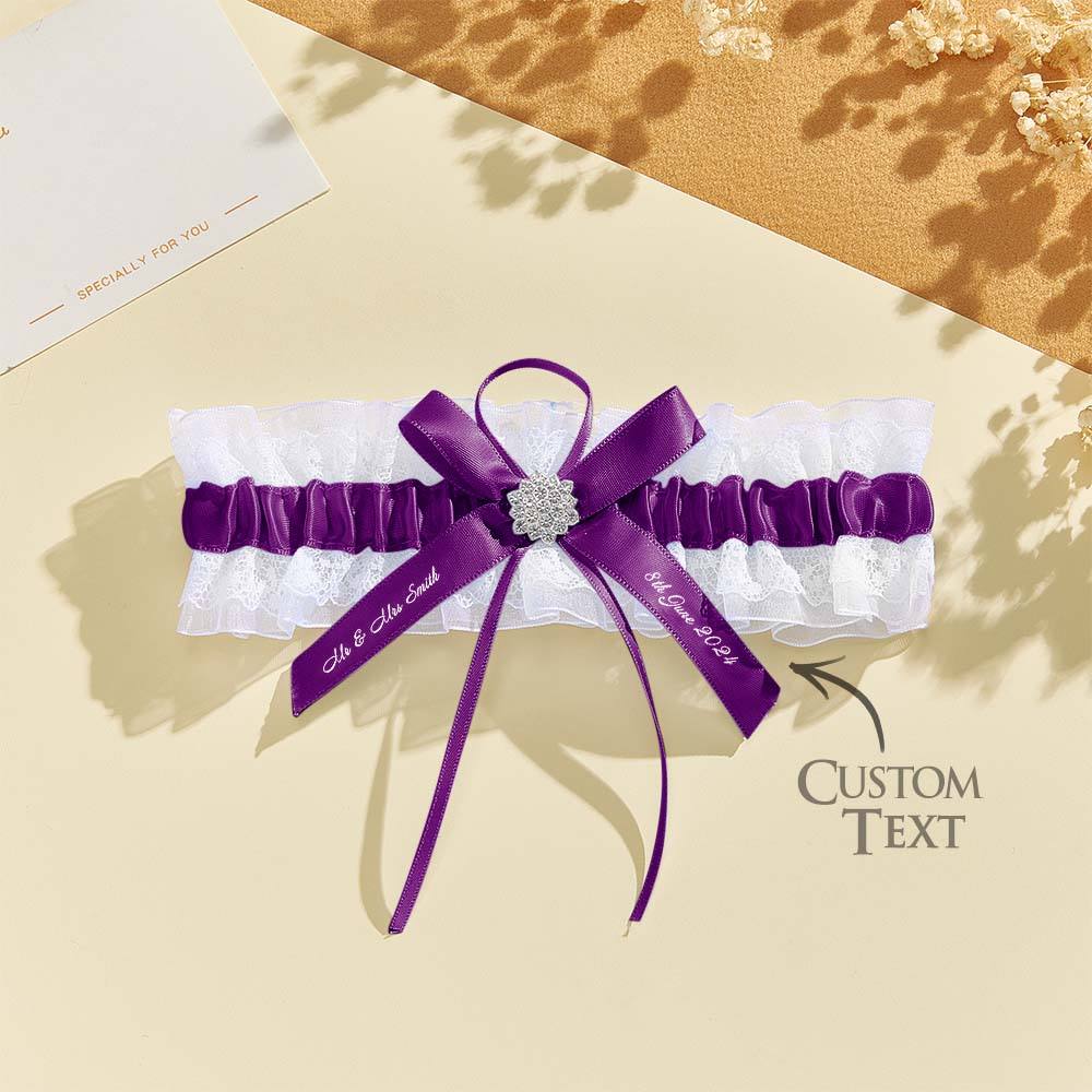 Personalized Wedding Garter with Name and Wedding Date Excellent Gift for the Bride Something Blue - DigiVirt