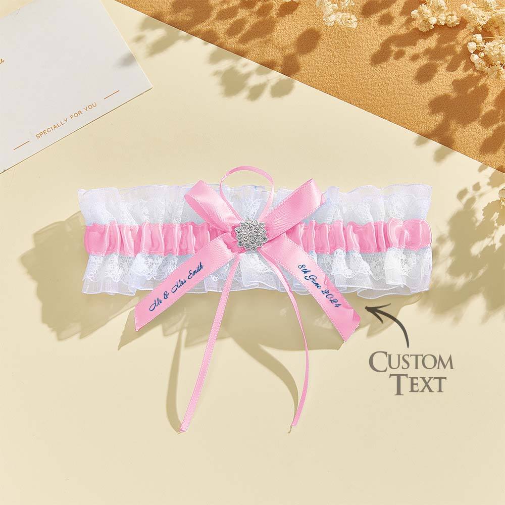 Personalized Wedding Garter with Name and Wedding Date Excellent Gift for the Bride Something Blue - DigiVirt