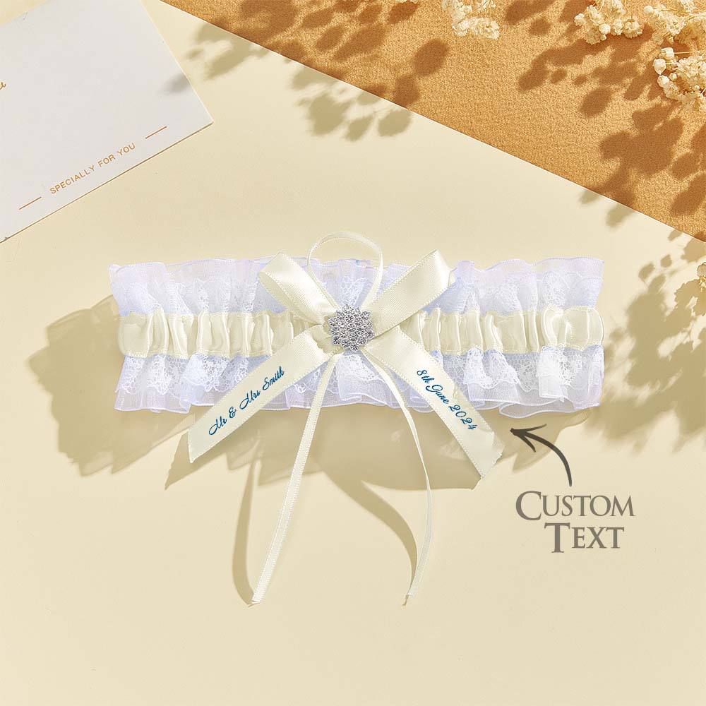 Personalized Wedding Garter with Name and Wedding Date Excellent Gift for the Bride Something Blue - DigiVirt