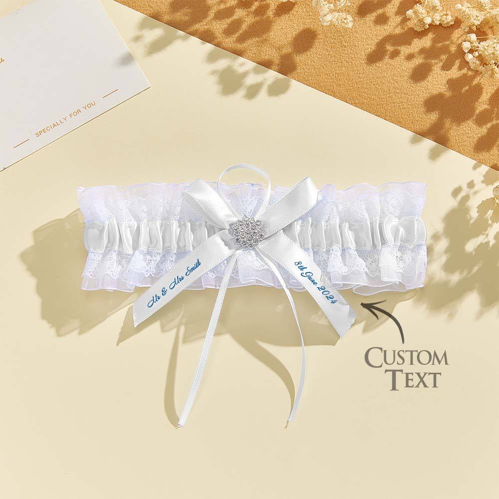 Personalized Wedding Garter with Name and Wedding Date Excellent Gift for the Bride Something Blue - DigiVirt