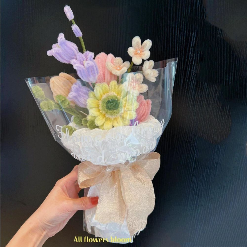 Pipe Cleaner Flowers Bouquet Handmade Twist Stick Bouquet Gift for Her Wedding Gift - DigiVirt