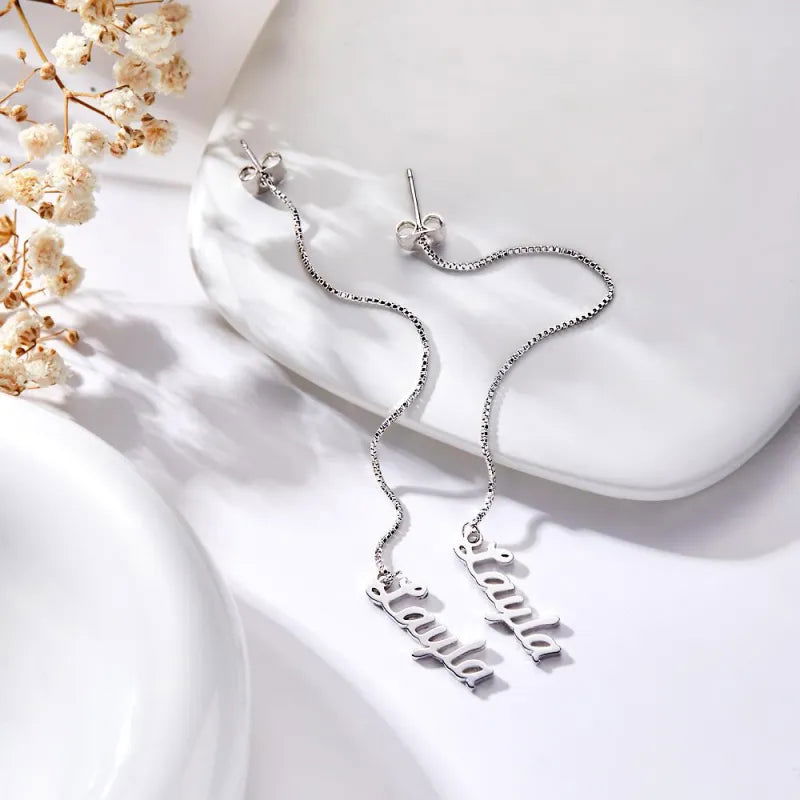 Promise You Personalized Name Earrings Lovers Earrings Wedding Gift - DigiVirt