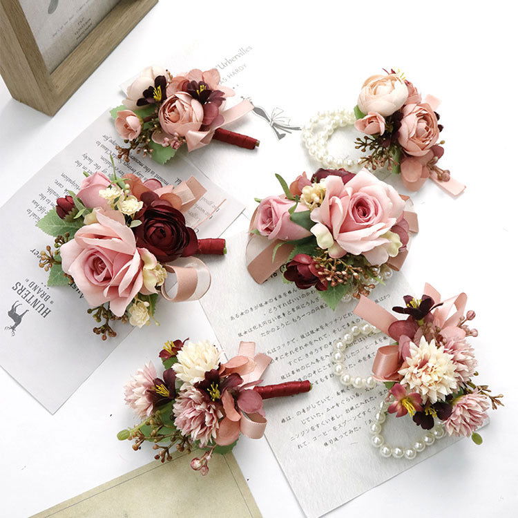 Realistic Wedding Boutonnieres Faux Silk Groom's Corsage Best Man's Corsage - DigiVirt