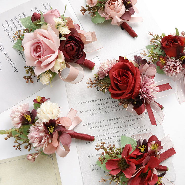 Realistic Wedding Boutonnieres Faux Silk Groom's Corsage Best Man's Corsage - DigiVirt