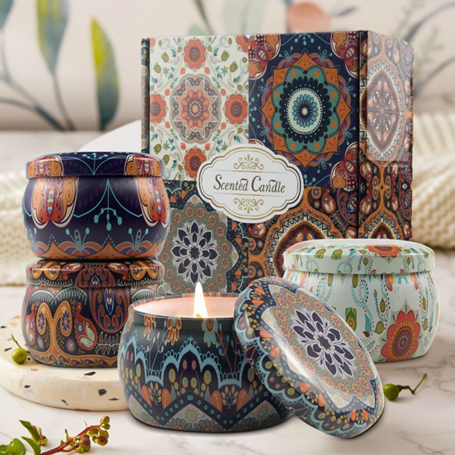 Scented Candles Home Gift Set: Aromatherapy Candle 4 Cans Made of 100% Natural Soy Wax 4.4 Oz for Birthday Gifts for Women Stress Relief Christmas - DigiVirt