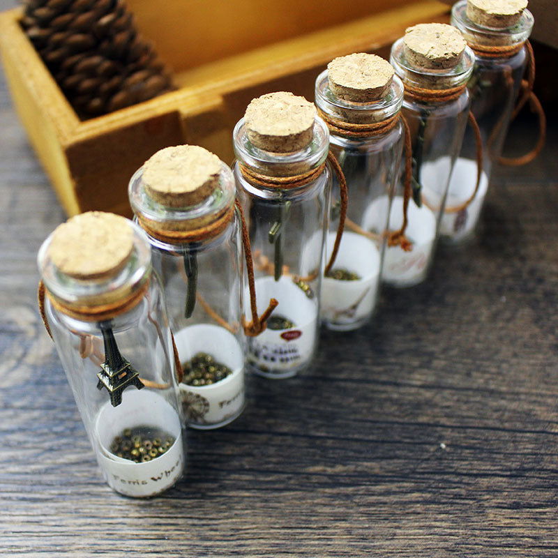 Small Vintage Pendant Mini Wishing Bottle Wholesale Transparent Glass Bottle With Cork Creative Small Gift Pendant - DigiVirt