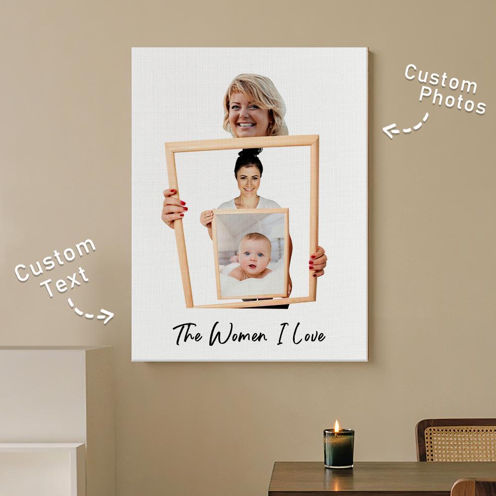 The Three/ Four/ Five Ages of the Generations Painting Custom Photo Canvas Ornament Mother's Day Gift Without Frame - DigiVirt