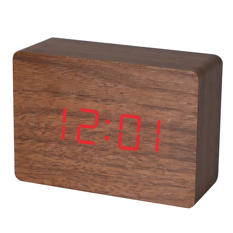 Wooden Alarm Clock Natural Minimalistic Rustic Trending LED Wooden Clock - DigiVirt