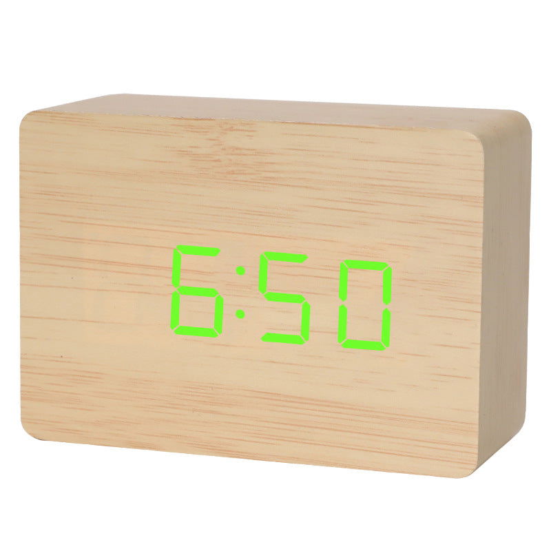 Wooden Alarm Clock Natural Minimalistic Rustic Trending LED Wooden Clock - DigiVirt