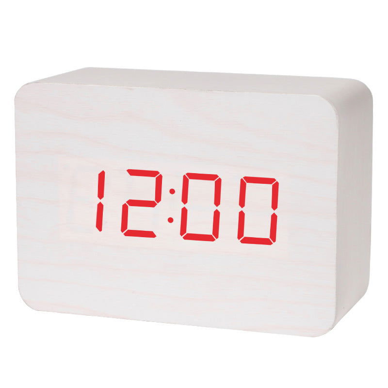 Wooden Alarm Clock Natural Minimalistic Rustic Trending LED Wooden Clock - DigiVirt