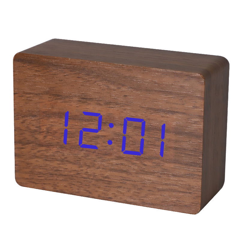 Wooden Alarm Clock Natural Minimalistic Rustic Trending LED Wooden Clock - DigiVirt