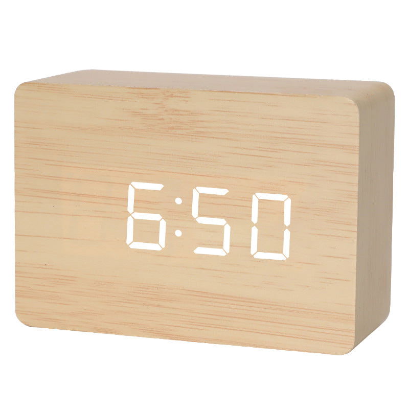 Wooden Alarm Clock Natural Minimalistic Rustic Trending LED Wooden Clock - DigiVirt