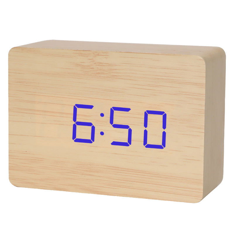 Wooden Alarm Clock Natural Minimalistic Rustic Trending LED Wooden Clock - DigiVirt