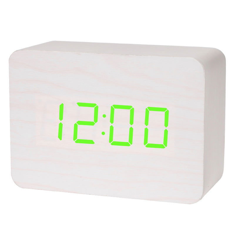 Wooden Alarm Clock Natural Minimalistic Rustic Trending LED Wooden Clock - DigiVirt