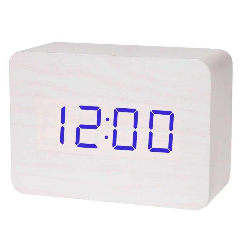 Wooden Alarm Clock Natural Minimalistic Rustic Trending LED Wooden Clock - DigiVirt