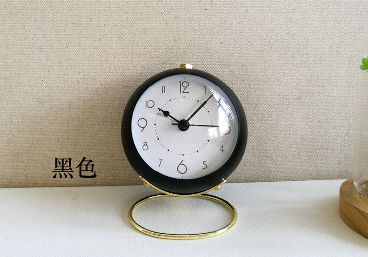 Creative Metal Alarm Clock Convex Glass Ring Base Clock Home Bedside Alarm Clock New Children's Quartz Clock