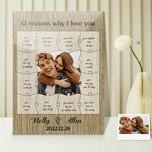 12 Reasons Why I Love You with Acrylic Photo,Personalized Valentine's Day or Romantic Anniversary Gift for Boyfriend - DigiVirt