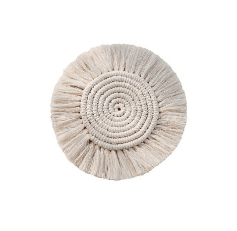 Pure Hand-woven Nordic Style Cotton Rope Tassel Round Square Heart-shaped Non-slip Heat-insulating Bowl Mat Placemat Coaster