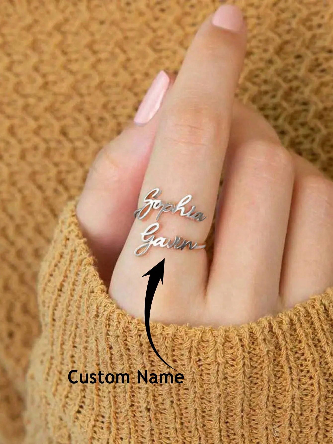 Customized Name Rings For Women Stainless Steel Jewelry 1-3 Name Opening Adjustable Rings, Couple Jewelry, Handmade Custom Rings, Anniversary Valentine's Day Gift For Girlfriend Stylish,Fall Fashion,Casual,Vintage,Old Money,Contracted,Simple Custom