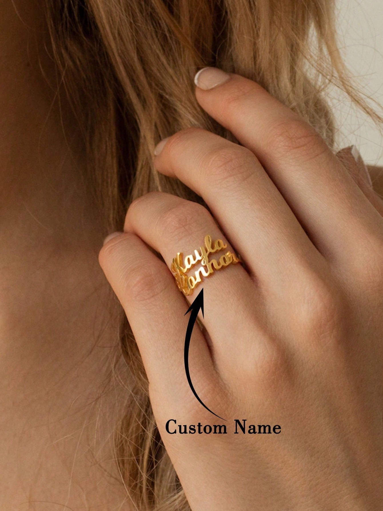 Customized Name Rings For Women Stainless Steel Jewelry 1-3 Name Opening Adjustable Rings, Couple Jewelry, Handmade Custom Rings, Anniversary Valentine's Day Gift For Girlfriend Stylish,Fall Fashion,Casual,Vintage,Old Money,Contracted,Simple Custom