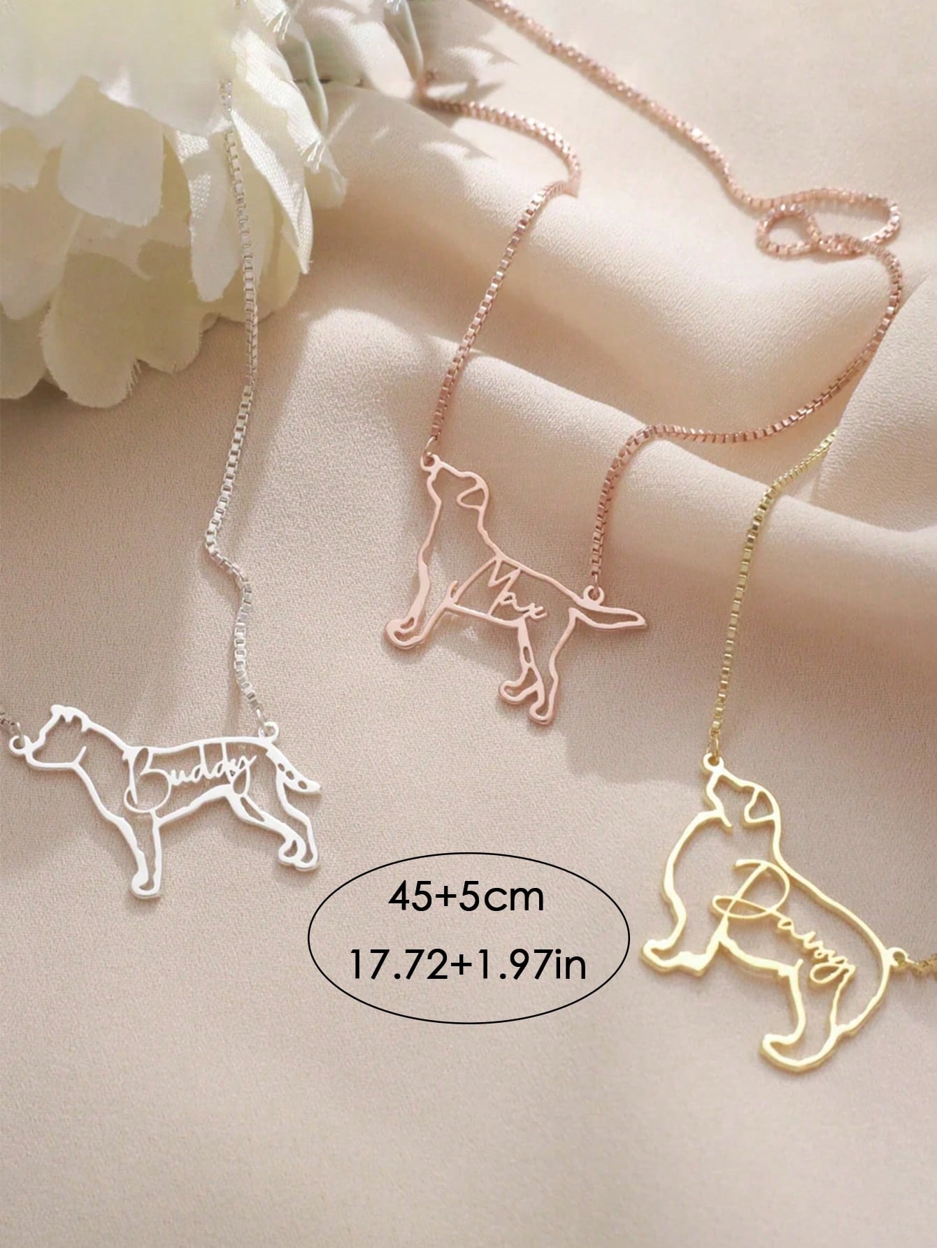 Warm And Lovely, Creative Hollow Out 94 Styles Of Dog Shaped Stainless Steel Pendant Necklaces Can Be Customized With English Names, Samoyed Golden Retriever, Husky Schnauzer And Other Pet Patterns, Personalized Dog Commemorative Gifts, Customized Dog Na