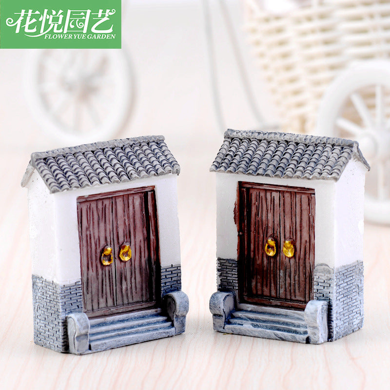 Moss Micro Landscape Creative Green Plant Zakka Resin Green Brick Tile Surface Door (closed Door) Decorative Ornaments