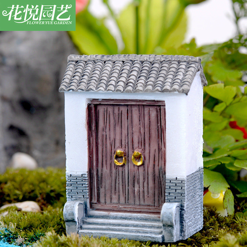 Moss Micro Landscape Creative Green Plant Zakka Resin Green Brick Tile Surface Door (closed Door) Decorative Ornaments