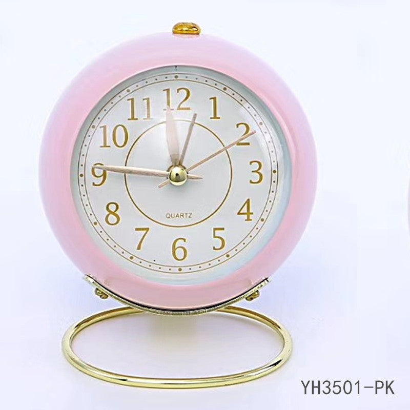 Creative Metal Alarm Clock Convex Glass Ring Base Clock Home Bedside Alarm Clock New Children's Quartz Clock