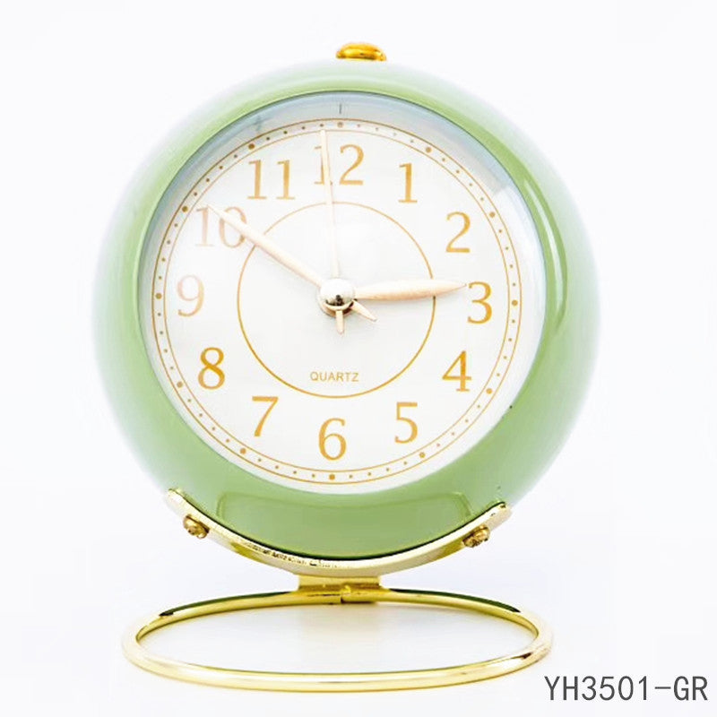 Creative Metal Alarm Clock Convex Glass Ring Base Clock Home Bedside Alarm Clock New Children's Quartz Clock