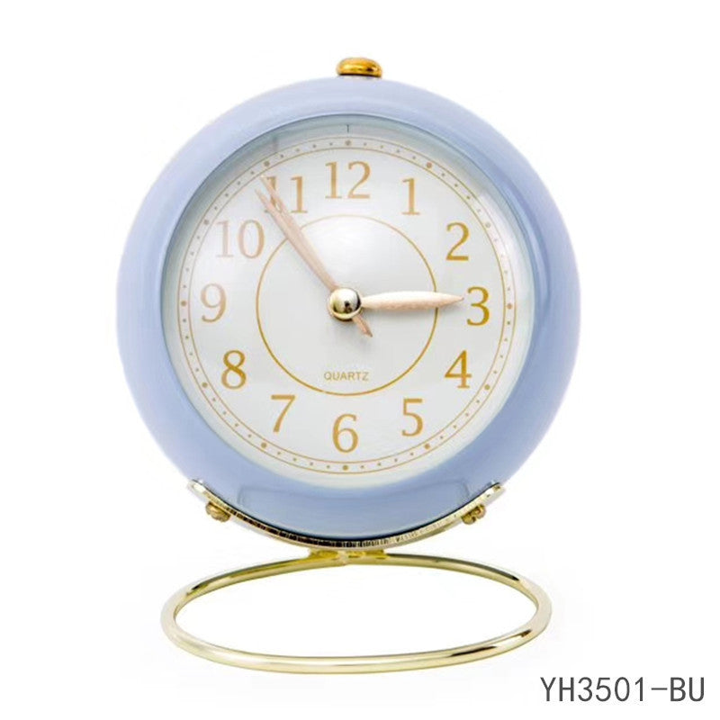 Creative Metal Alarm Clock Convex Glass Ring Base Clock Home Bedside Alarm Clock New Children's Quartz Clock