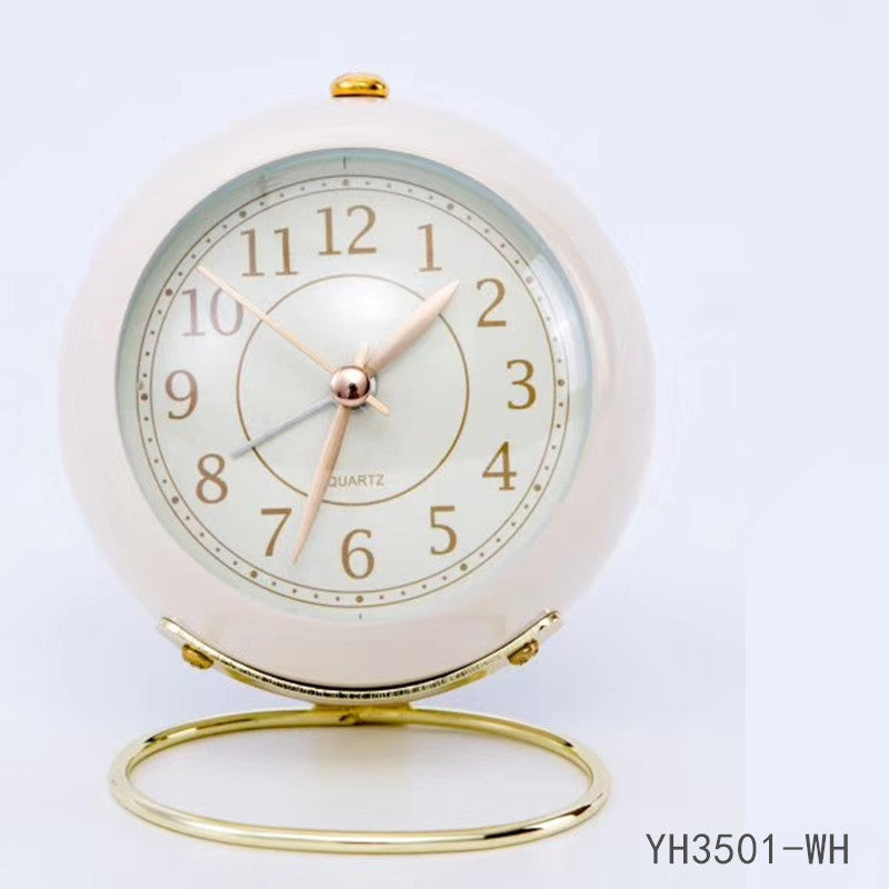 Creative Metal Alarm Clock Convex Glass Ring Base Clock Home Bedside Alarm Clock New Children's Quartz Clock