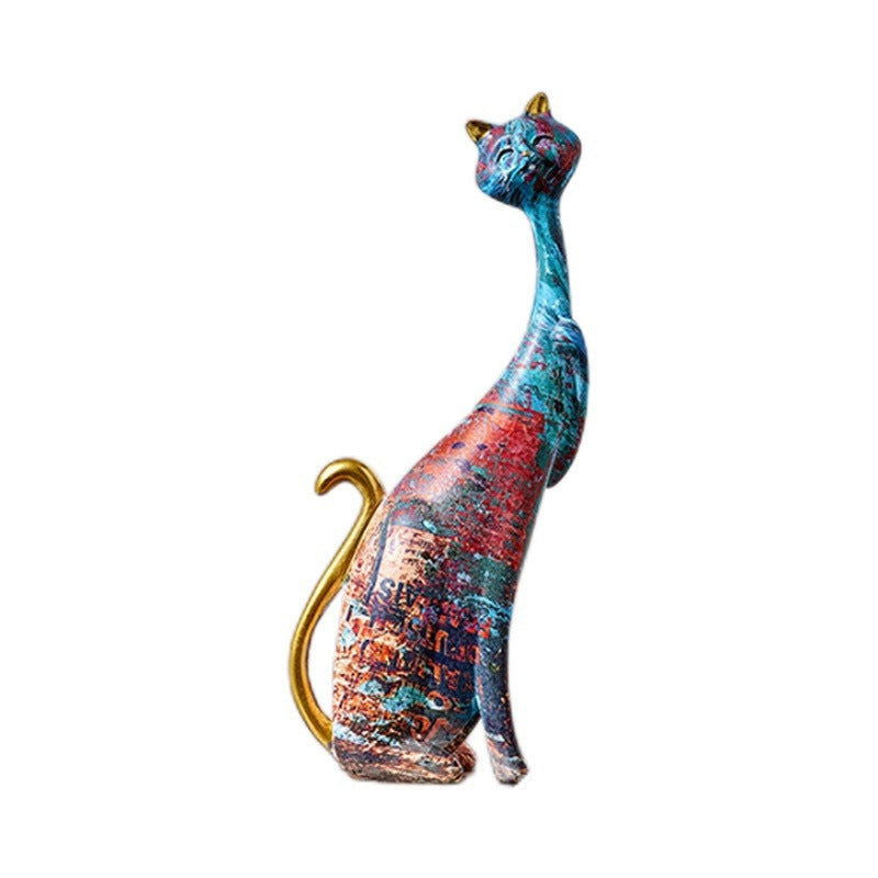 1Pcs European style oil painting couple cat animal ornaments, living room TV cabinet, foyer wine cabinet decoration, resin crafts - DigiVirt