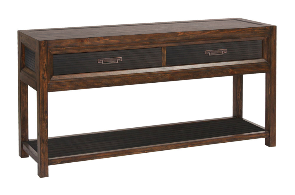 Bridgevine Home Branson 2-drawer Sofa Table, No Assembly Required, Two-Tone Finish Nostalgic Decor