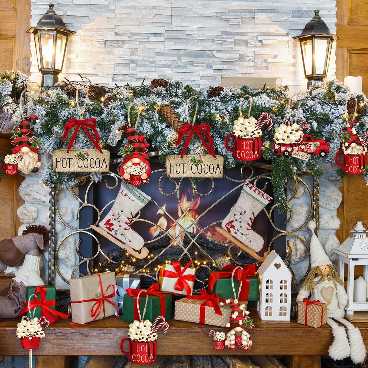 24 PCs Dwarf Christmas Wooden Pendants Christmas Spirit Christmas Tree Holiday Crafts Decoration Home Decoration - DigiVirt