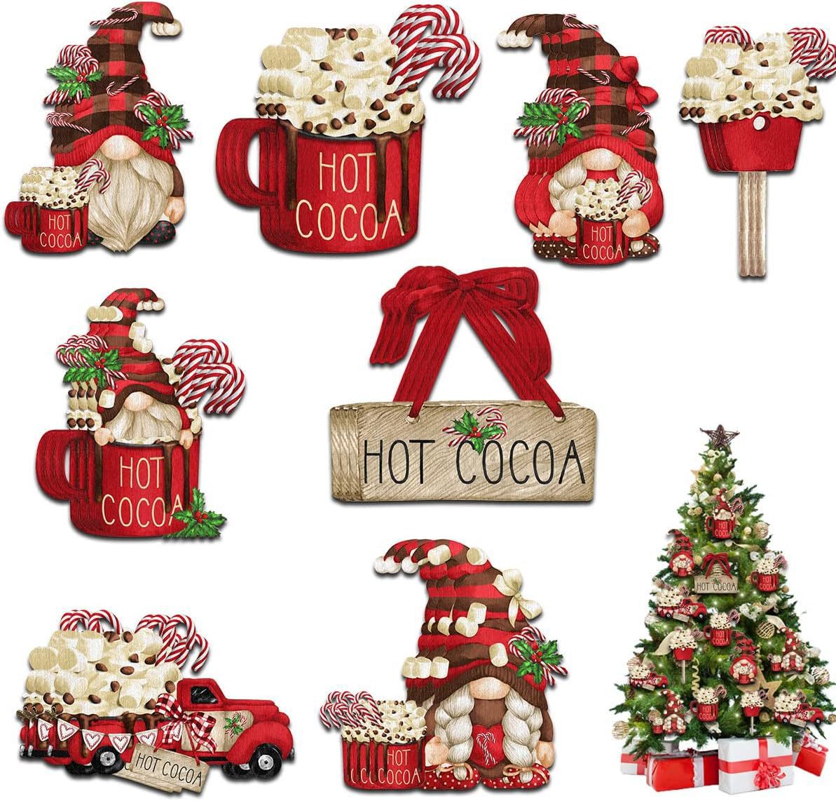 24 PCs Dwarf Christmas Wooden Pendants Christmas Spirit Christmas Tree Holiday Crafts Decoration Home Decoration - DigiVirt