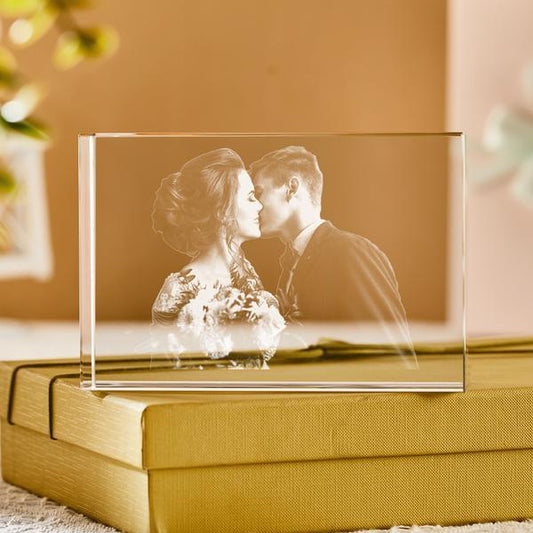 2D 3D Laser Engraved Crystal Cube Custom Photo Block - DigiVirt
