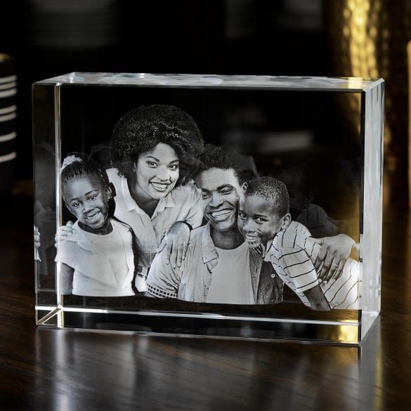 2D 3D Laser Engraved Crystal Cube Custom Photo Block - DigiVirt