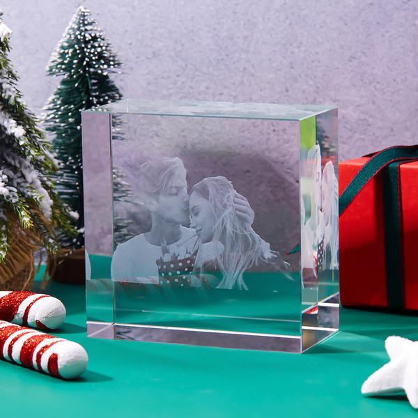 2D 3D Laser Engraved Crystal Cube Custom Photo Block - DigiVirt