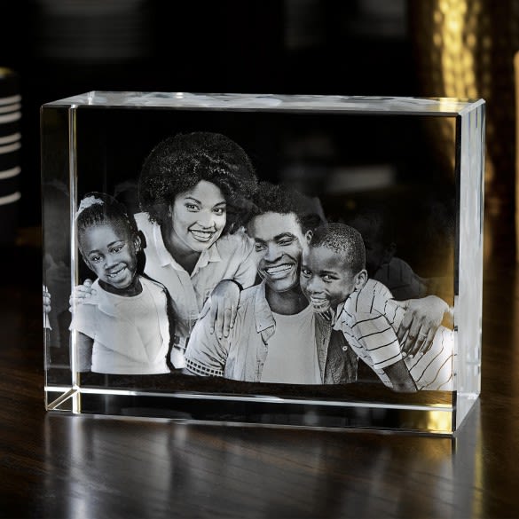 2D 3D Laser Engraved Crystal Cube Custom Photo Block - DigiVirt