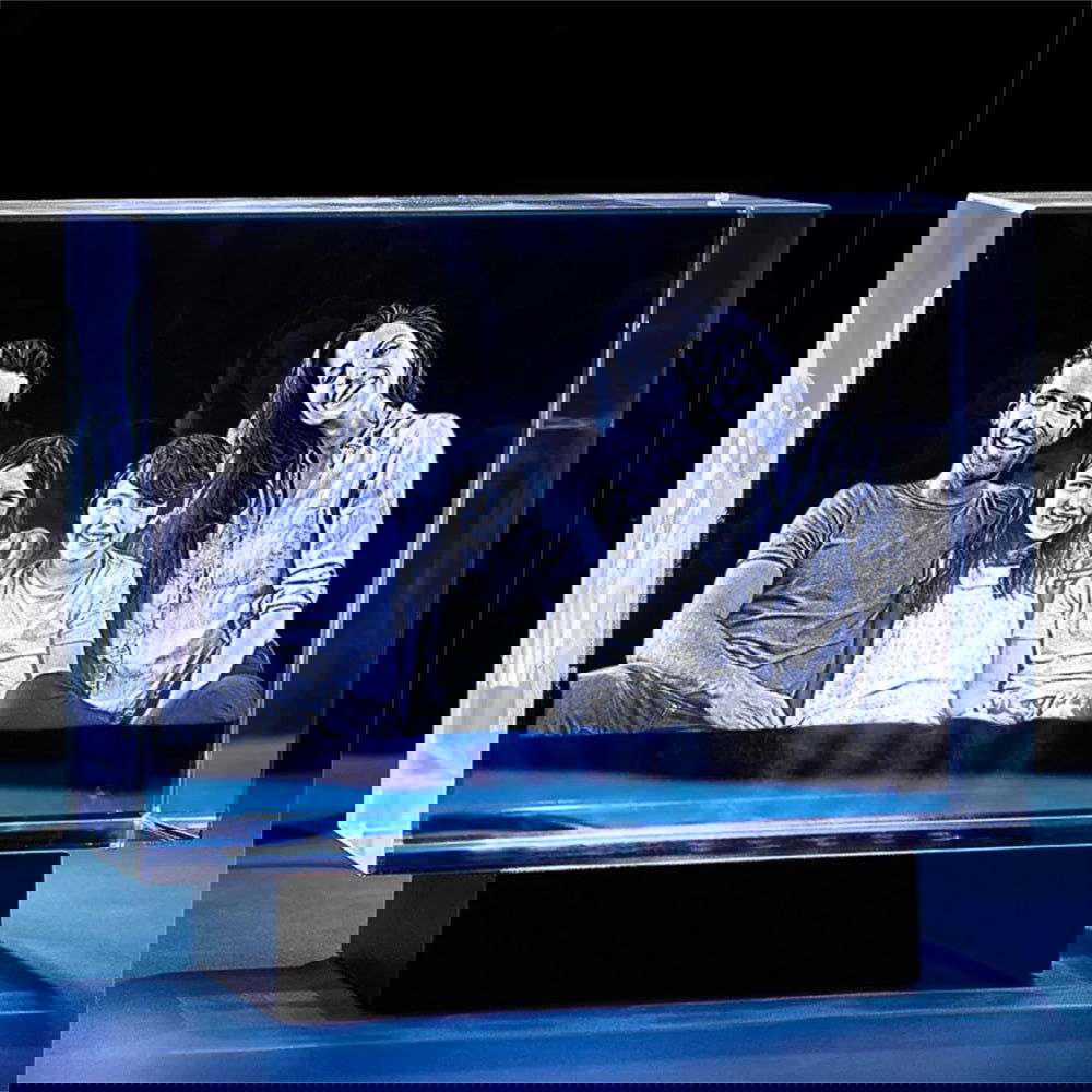2D 3D Laser Engraved Crystal Cube Custom Photo Block - DigiVirt