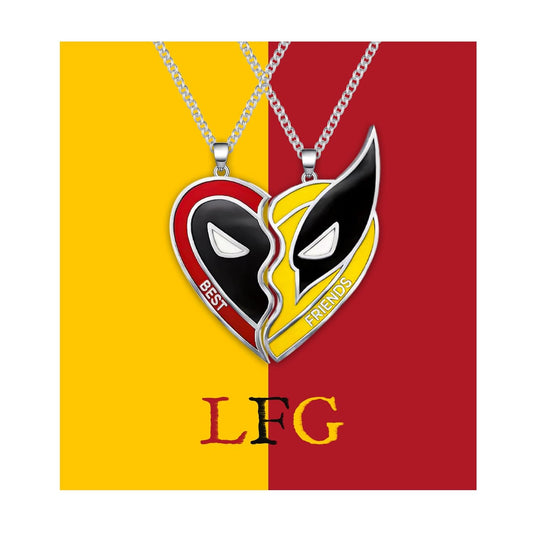 2Pcs Best Friend Necklace Half Heart Pendant Friendship Necklace for Women Men Halloween Gifts Cartoon Patterns as BFF Necklace Couples Jewelry for Fans Gifts Christmas Decoration - DigiVirt